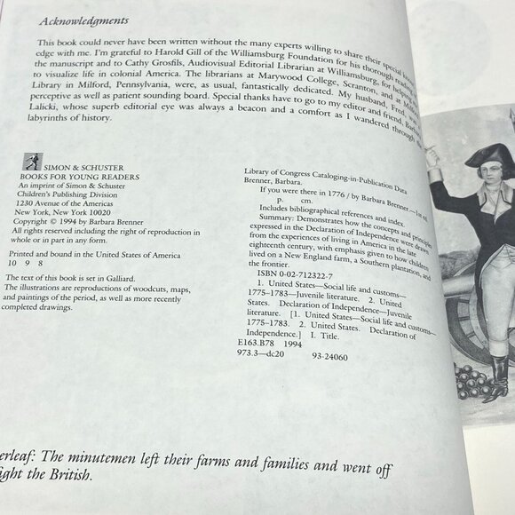 If You Were There In 1776 By Barbara Brenner 1994 Hardcover Childrens Book - Picture 3 of 9